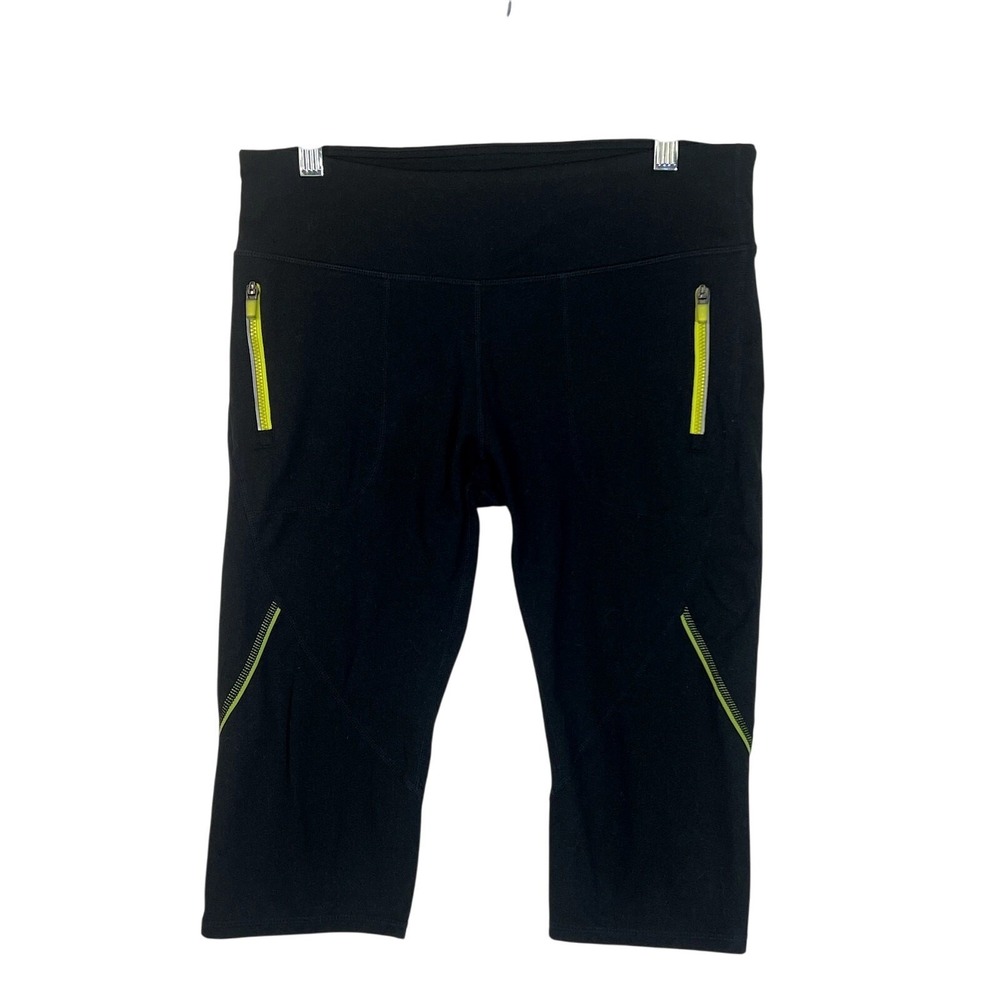 Fabletics Activewear Workout Black Neon Athletic Stretchy Biker Shorts M